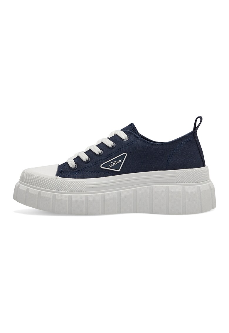 Pantofi sport cu talpa wedge si aplicatie logo