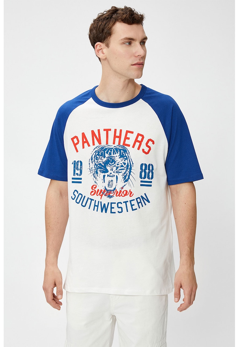 Tricou cu imprimeu si maneci raglan