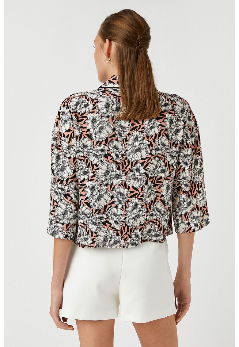 Camasa crop cu imprimeu floral