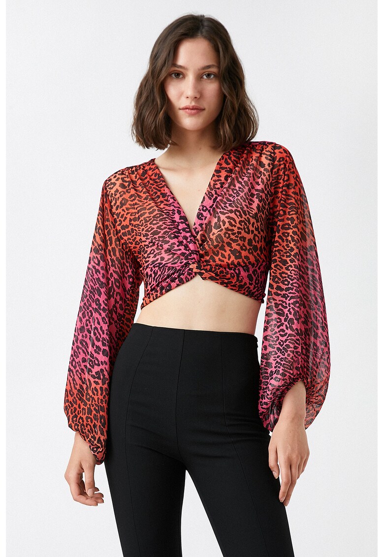 Bluza crop cu animal print