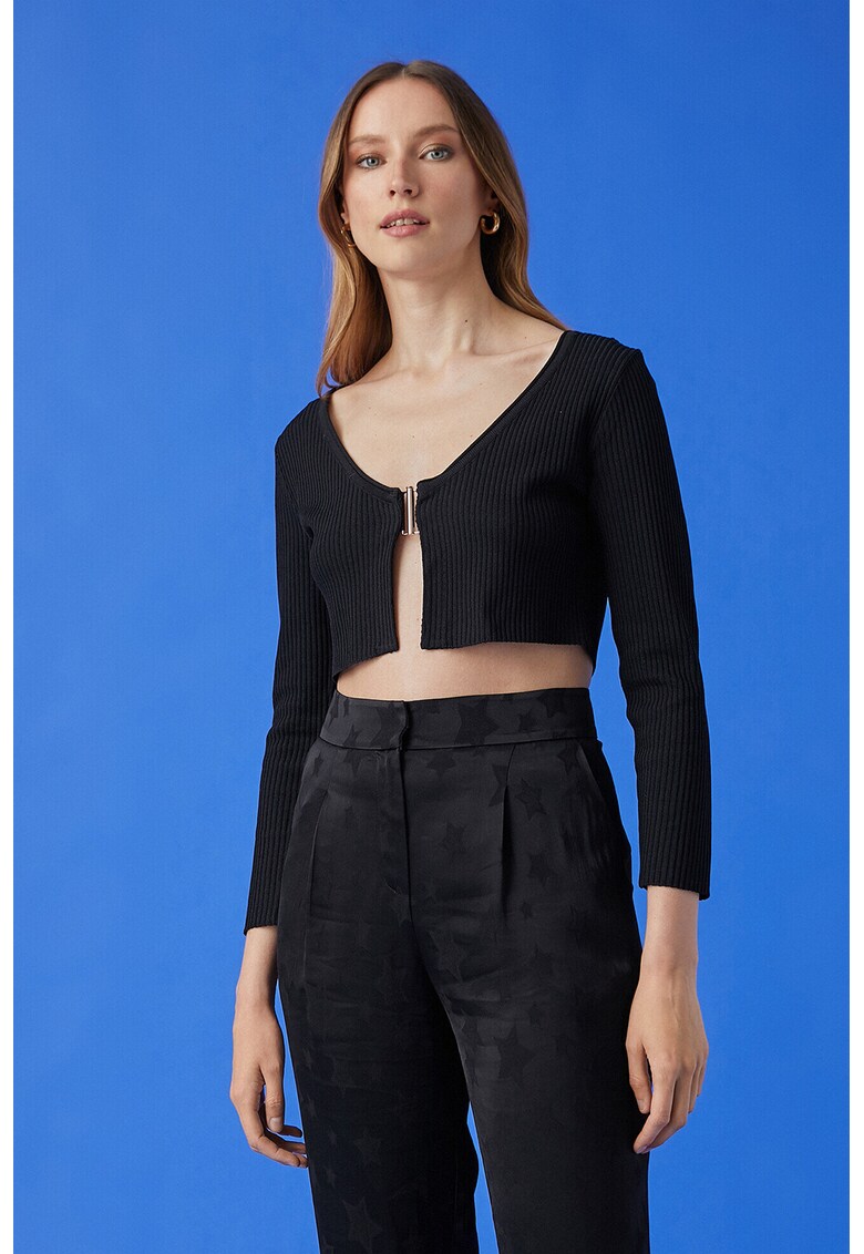 Bluza crop cu aspect striat