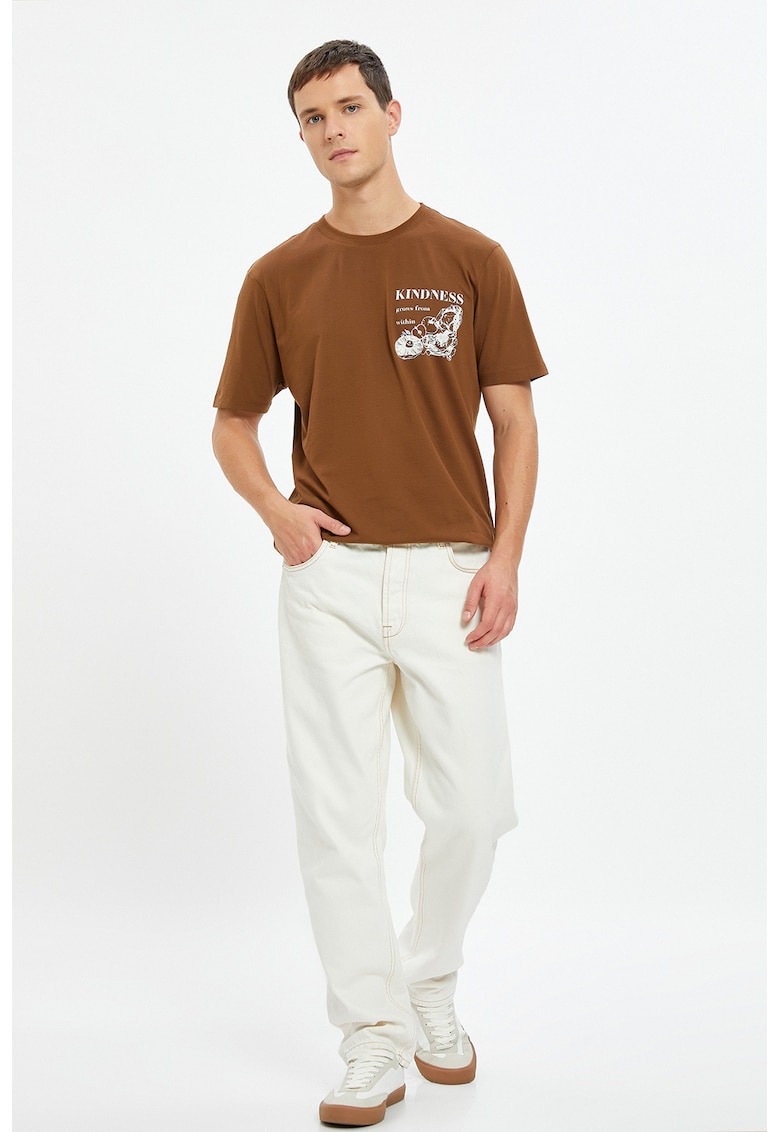 Tricou de bumbac cu imprimeu grafic si text
