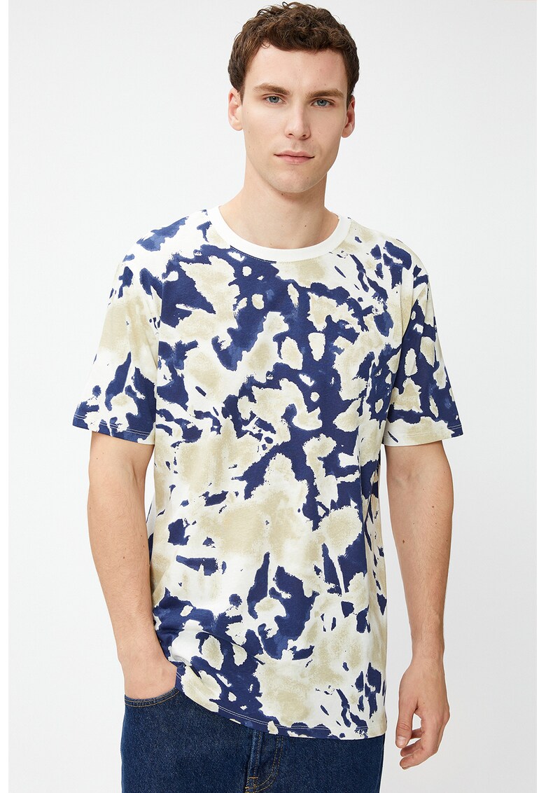 Tricou de bumbac cu imprimeu abstract