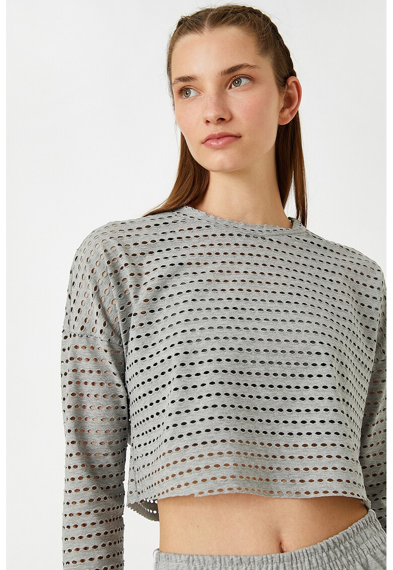 Bluza crop cu model perforat