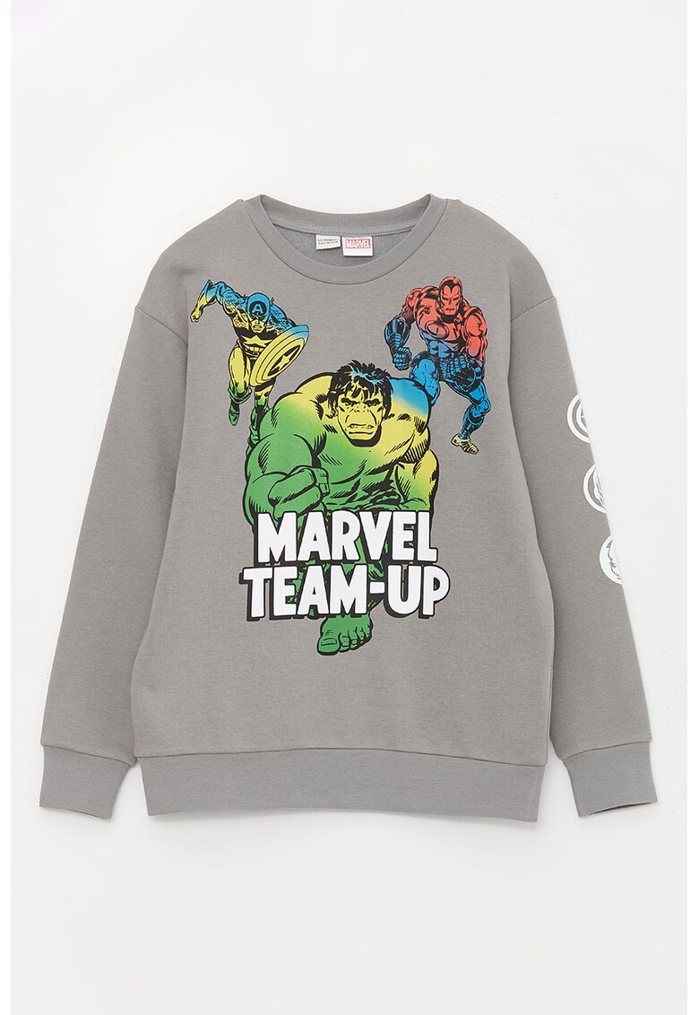 Bluza de trening cu decolteu la baza gatului si imprimeu marvel