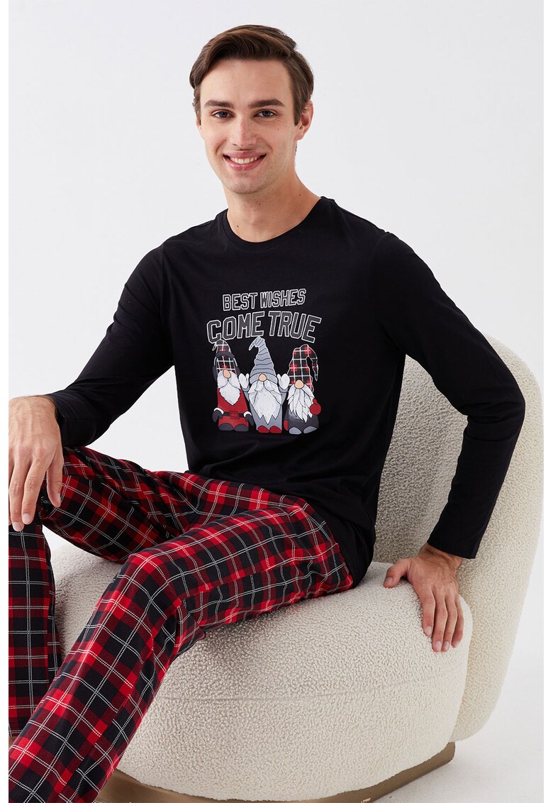 Pijama lunga cu imprimeu