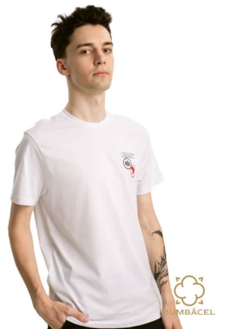 Tricou cu mânecă scurtă cu imprimeu - Alb