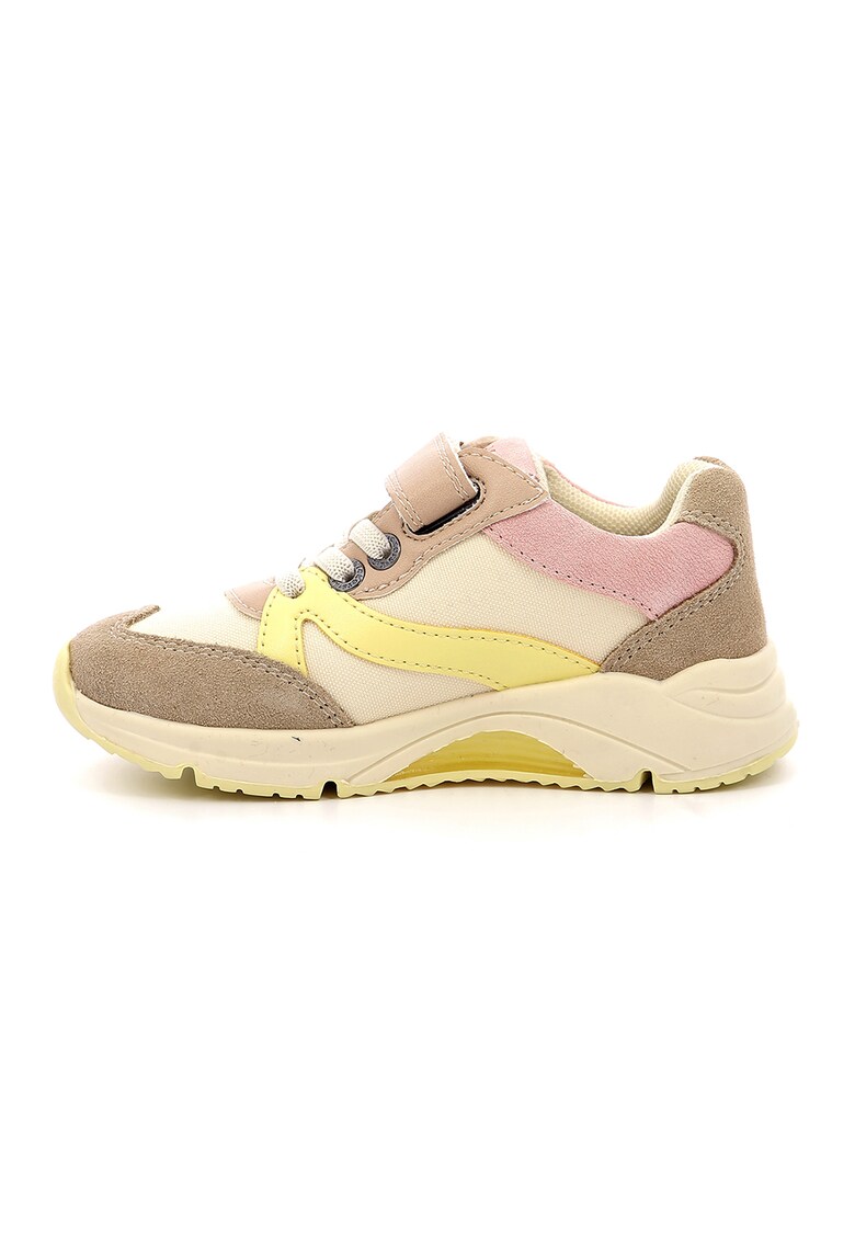 Pantofi sport colorblock cu garnituri de piele intoarsa si velcro