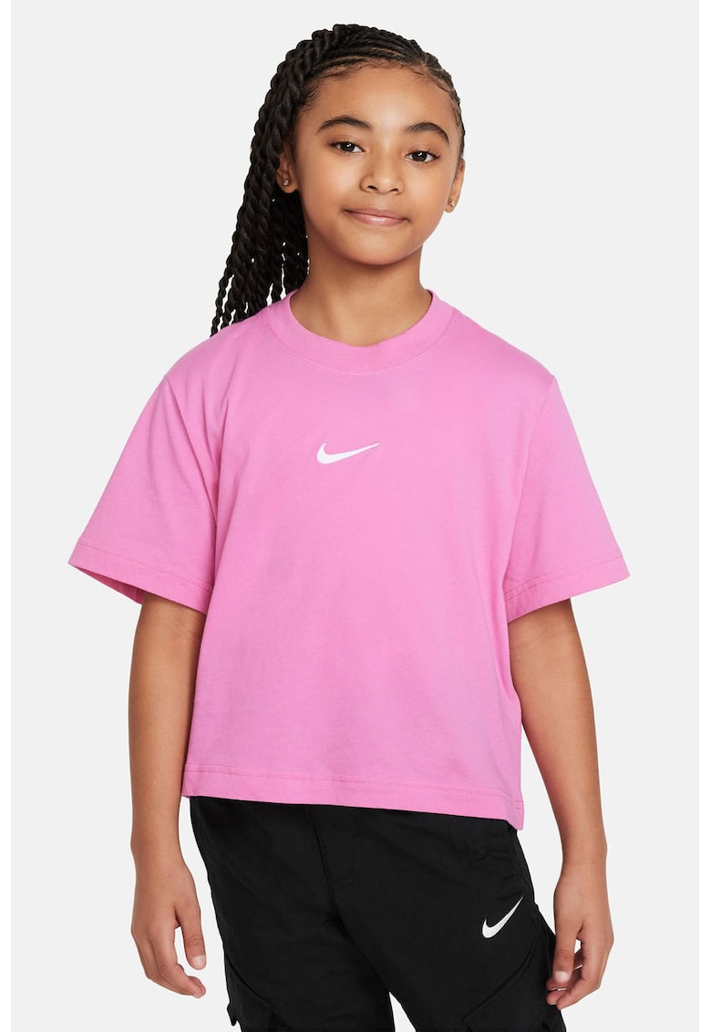 Tricou crop de bumbac - Roz