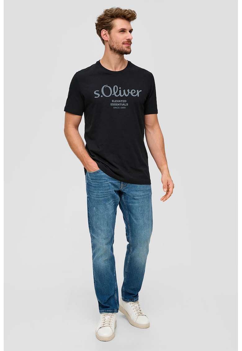 s.Oliver Tricou de bumbac cu imprimeu logo - Albastru ultramarin