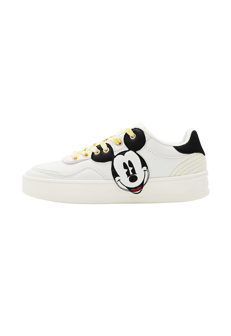 Pantofi sport de piele ecologica cu imprimeu Mickey Mouse