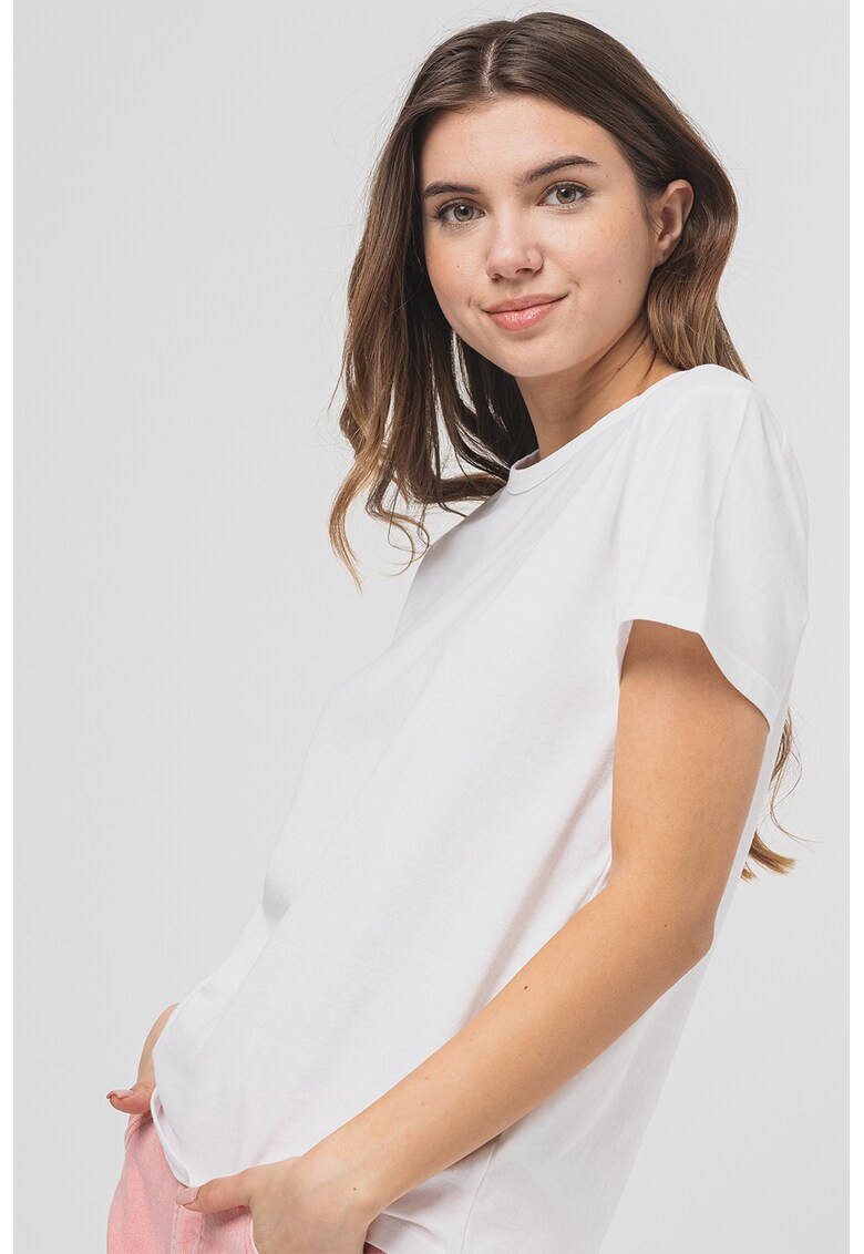 Tricou uni cu decolteu la baza gatului