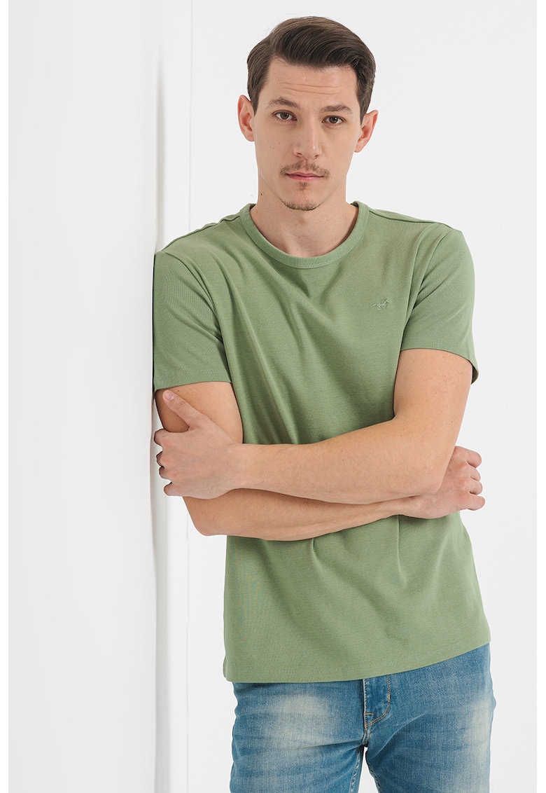 Tricou din bumbac cu decolteu rotund Allen - Verde aquamarin