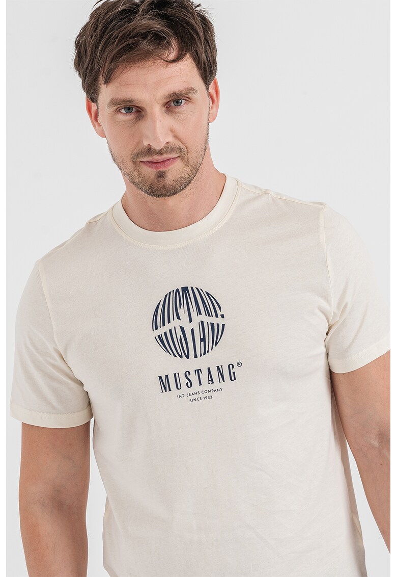 Tricou cu imprimeu logo Austin - Alb fildes/Negru