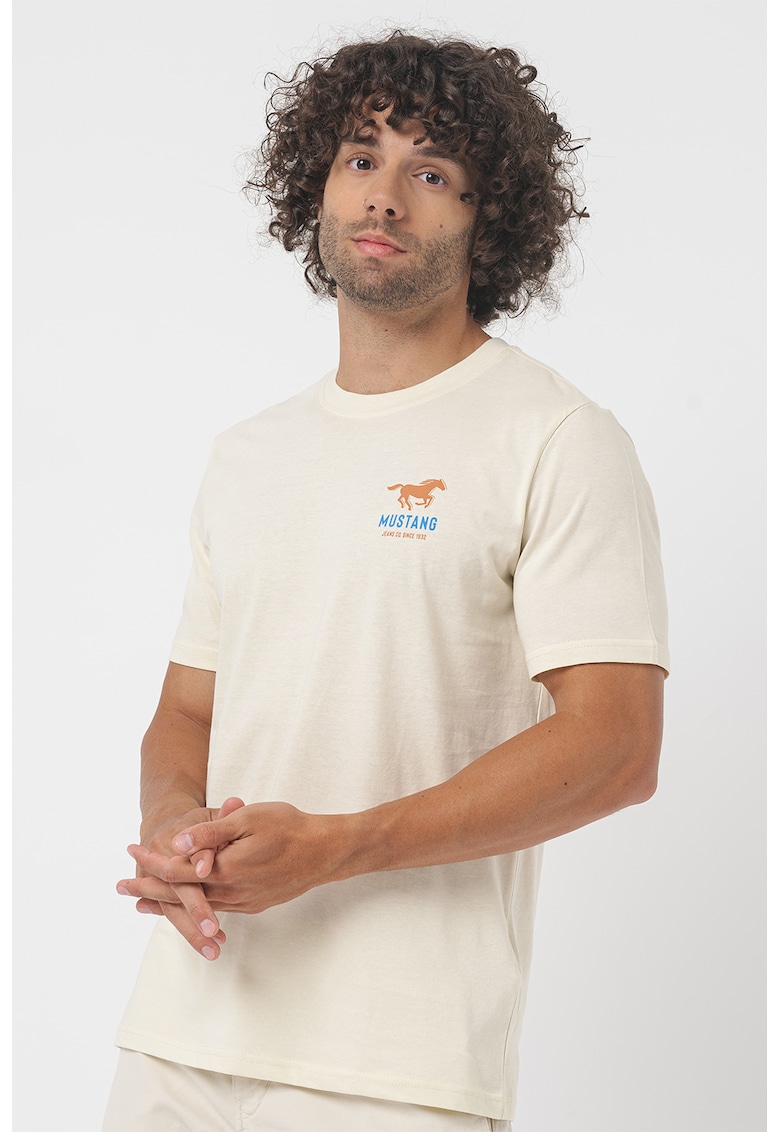 Tricou cu imprimeu logo - Galben pal