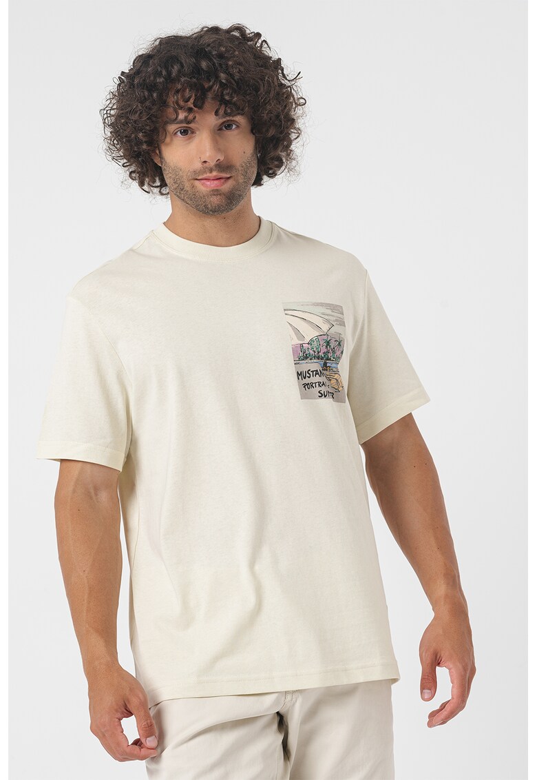 Tricou cu imprimeu grafic - Galben pal