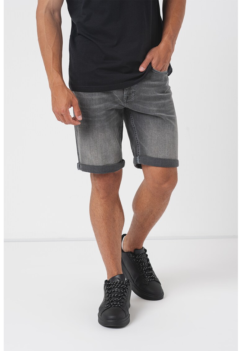 Bermude din denim cu aspect decolorat