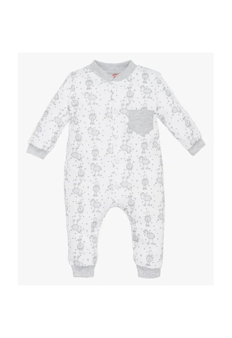 Salopeta Colectia Little Sheep - Fara Botosei - Bumbac - Fete/ Baieti - Alb/ Gri