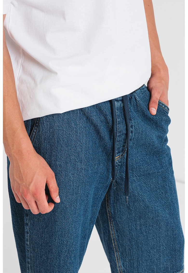 Pantaloni capri de denim cu buzunare oblice