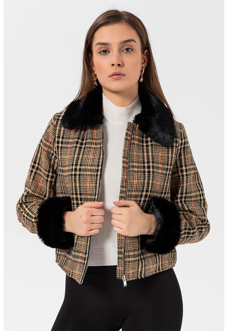 Jacheta crop cu fermoar