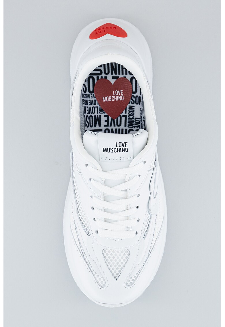 Pantofi sport de piele cu insertii de plasa