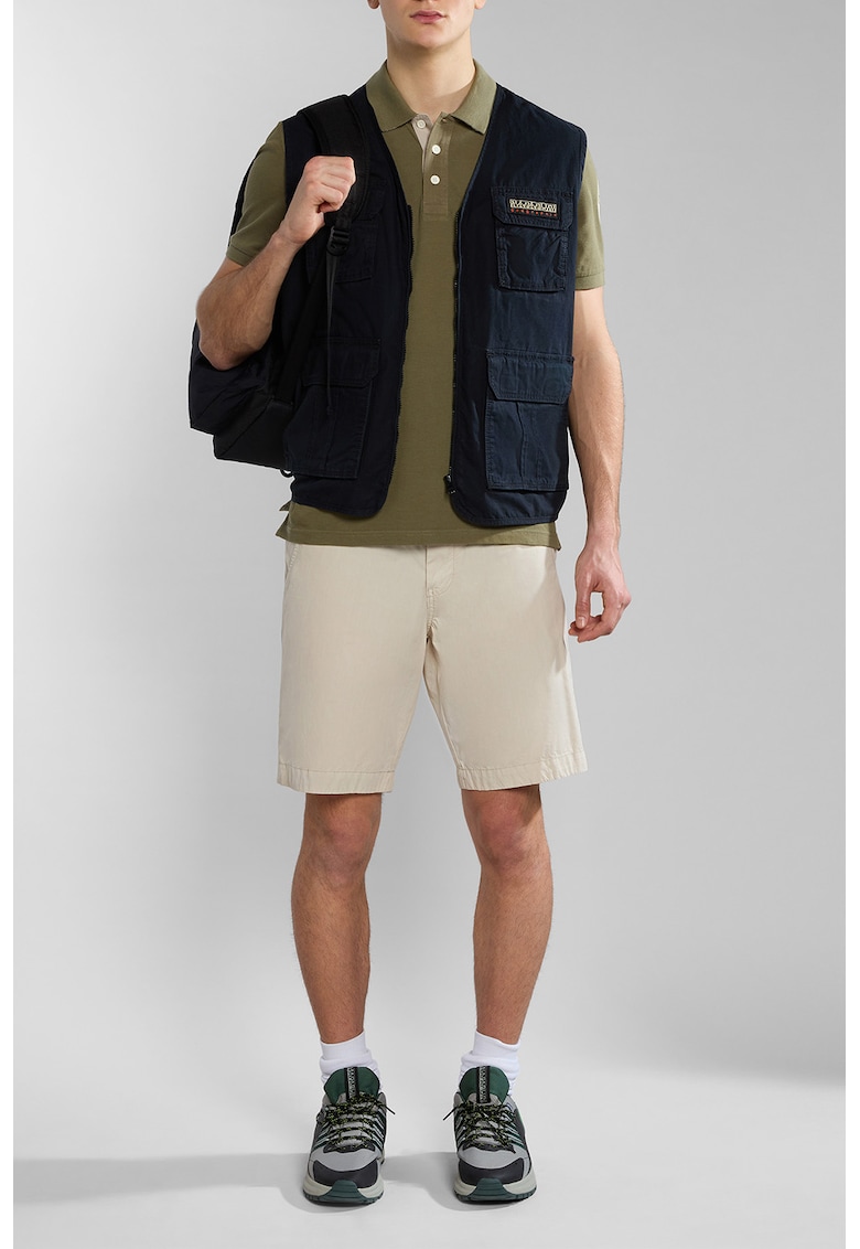 Tricou polo de bumbac cu aspect pique Amundsen - Kaki