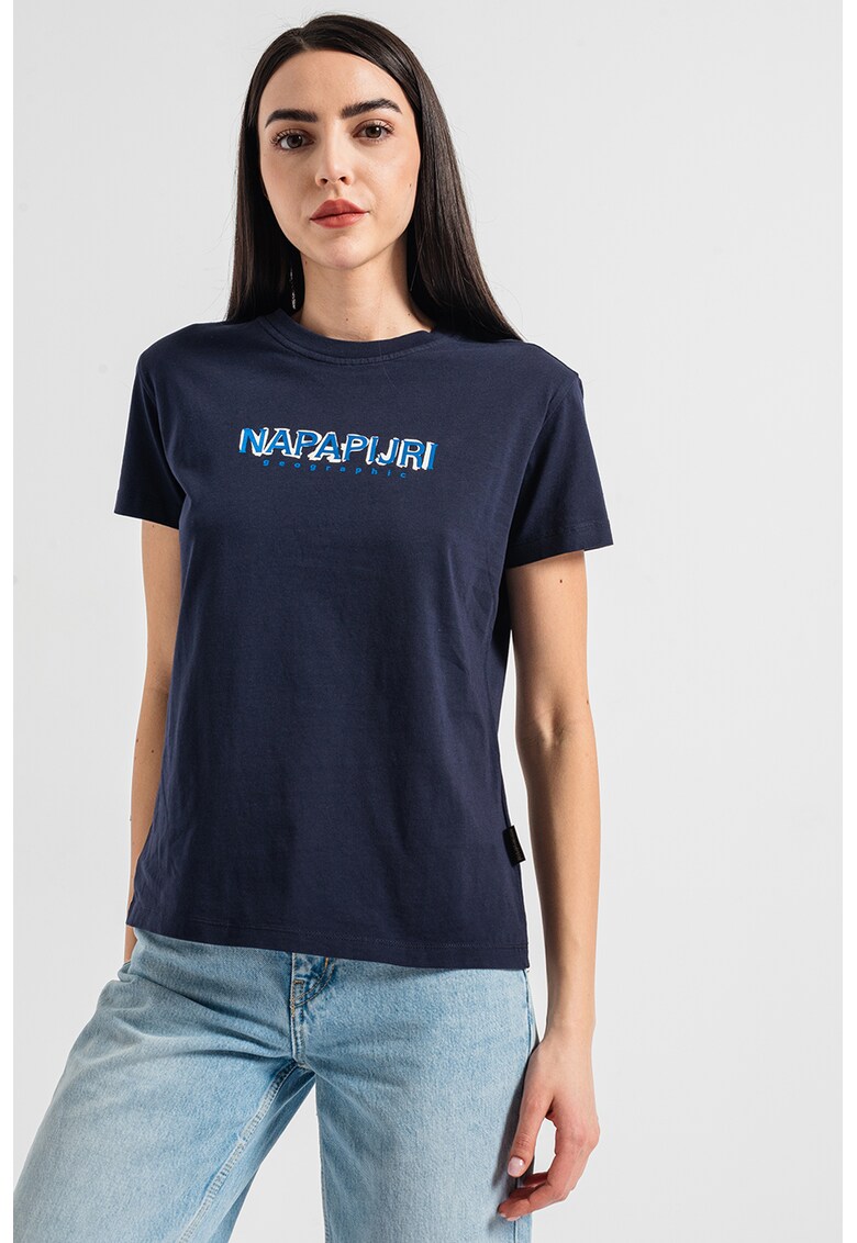 Tricou cu decolteu la baza gatului si imprimeu logo