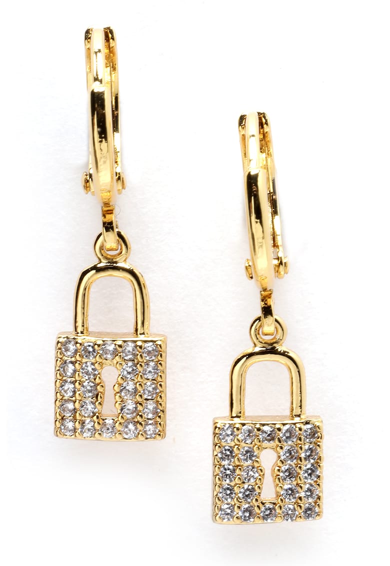 Cercei placati cu aur de 18K cu model lacat - Auriu