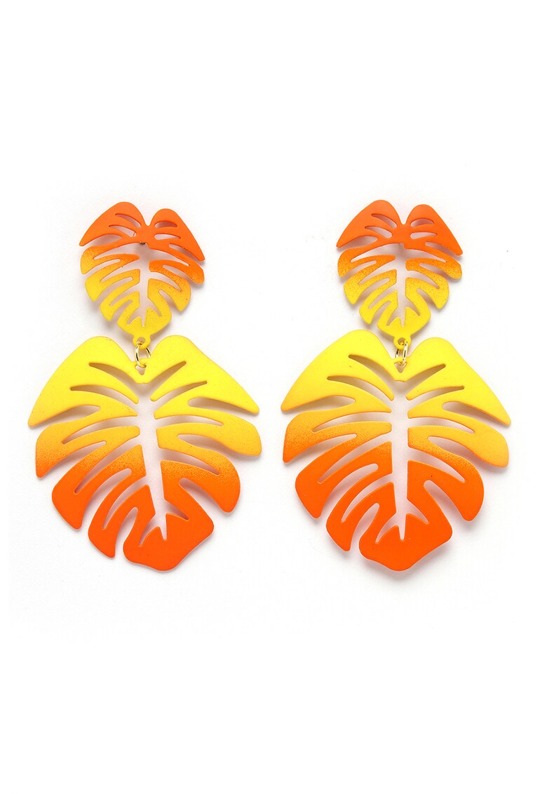 Cercei in forma de frunza - Galben/Portocaliu