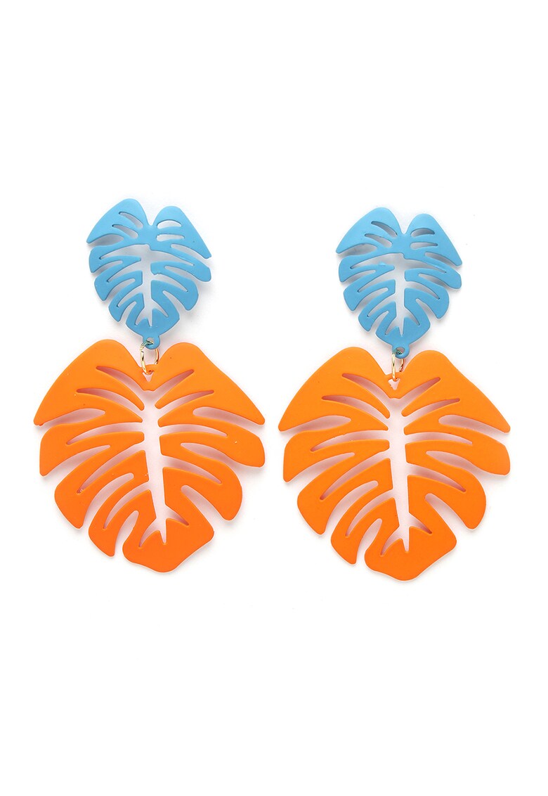 Cercei in forma de frunza - Portocaliu/Albastru