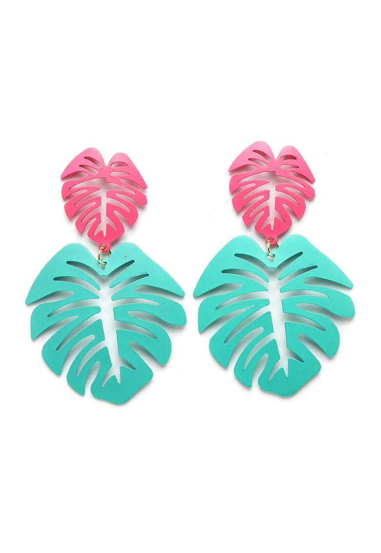 Cercei in forma de frunza - Roz/Verde menta