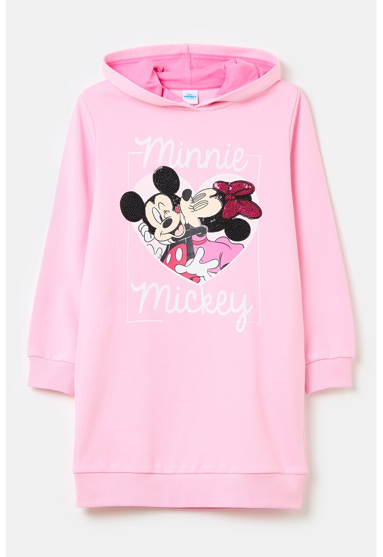 Рокля тип худи с щампа Minnie and Mickey Mouse