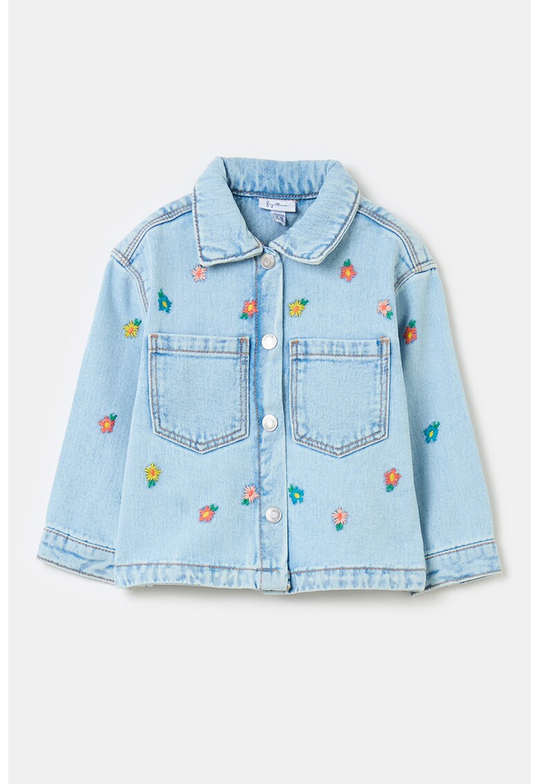 Jacheta de denim cu broderii florale