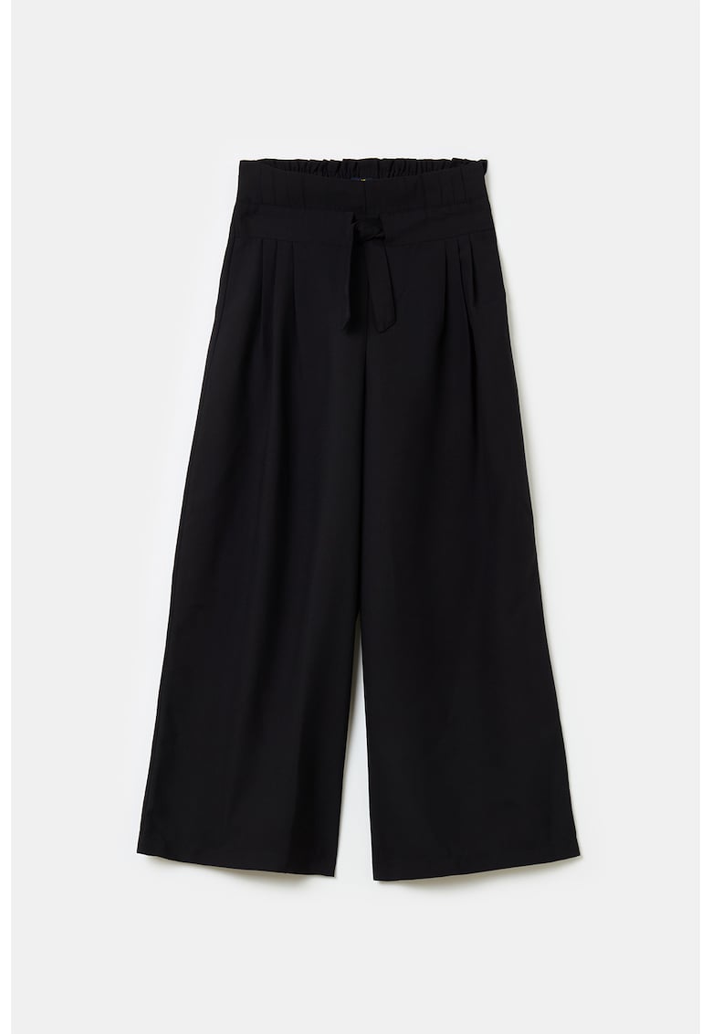 Pantaloni crop cu banda elastica in talie si snur de ajustare