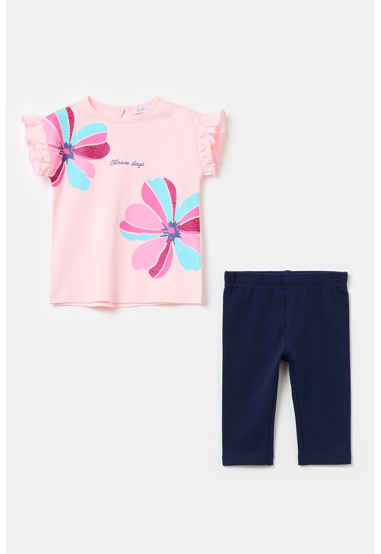 Set de tricou cu imprimeu si colanti - 2 piese