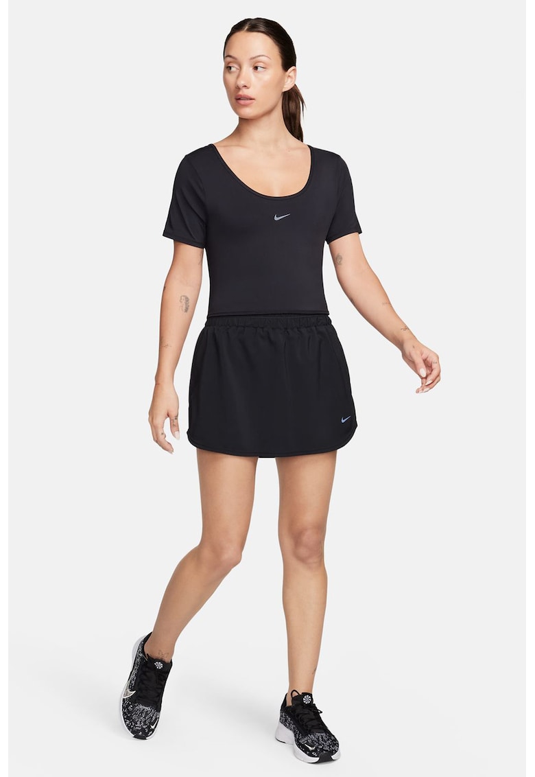 Tricou crop cu tehnologie Dri-FIT si decupaj pe spate pentru fitness Classic