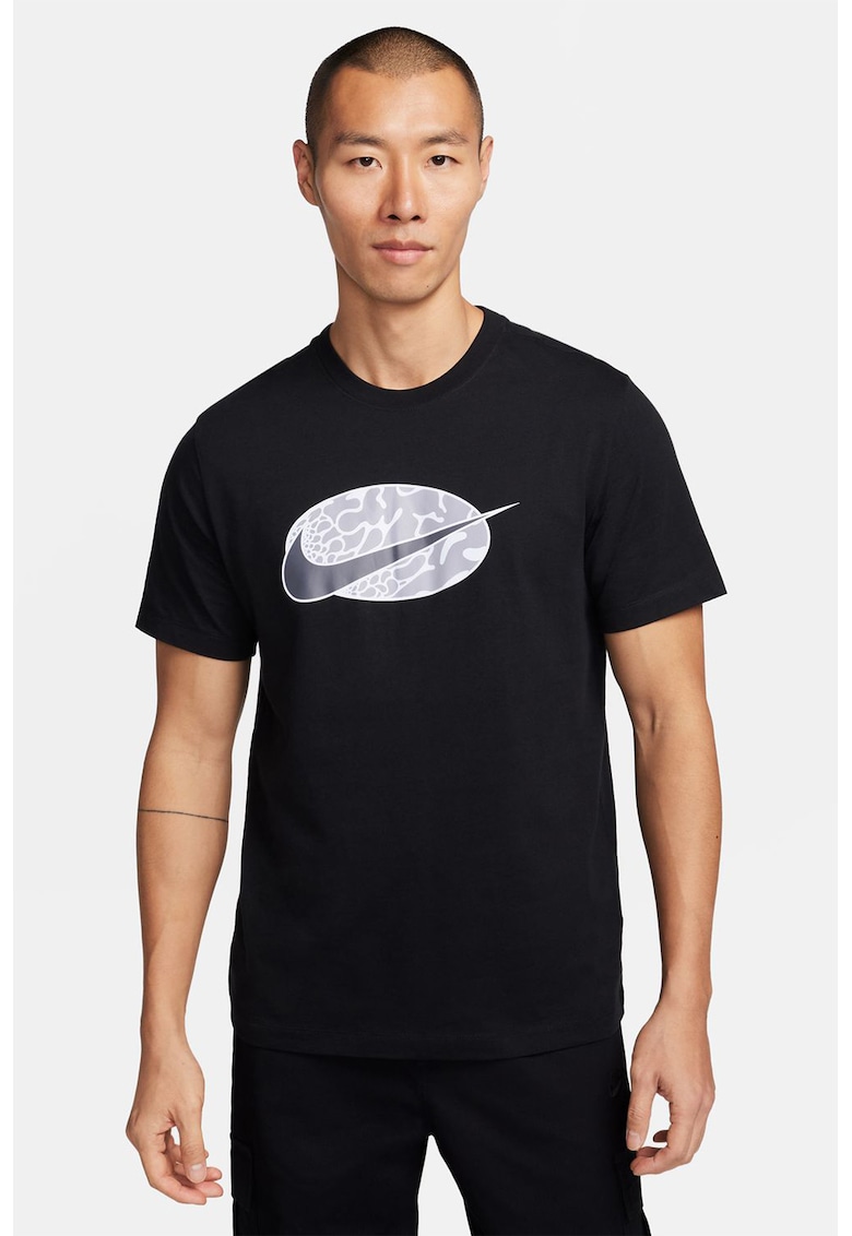 Tricou cu decolteu la baza gatului si imprimeu logo Swoosh