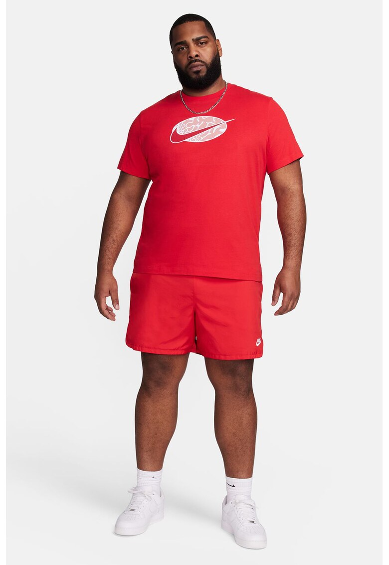 Tricou cu decolteu la baza gatului si imprimeu logo Swoosh