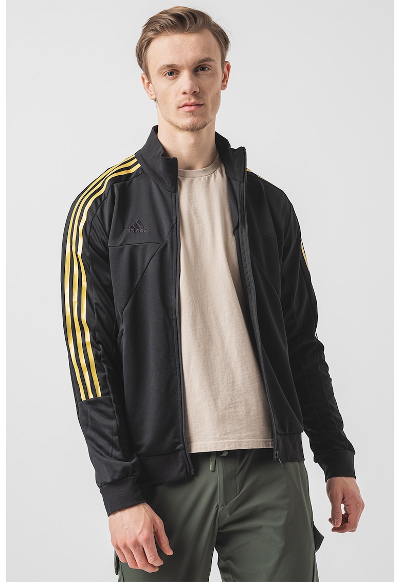 Bluza de trening cu fermoar si logo Tiro - Auriu/Negru