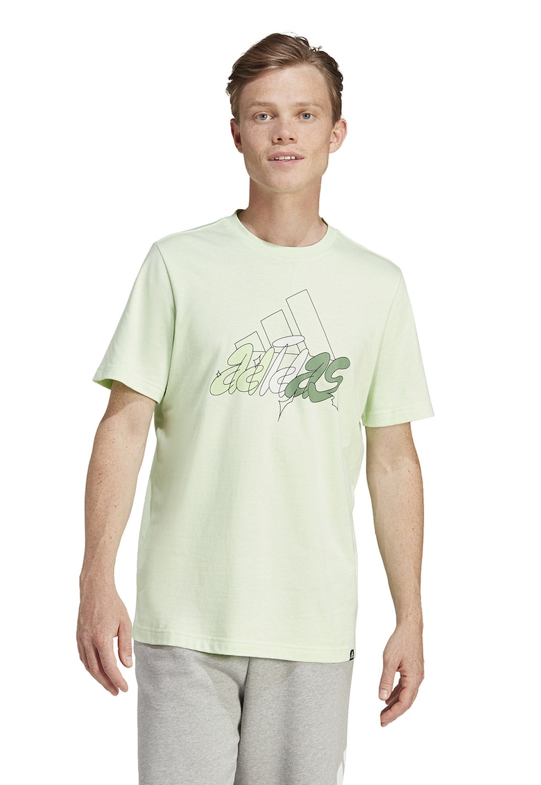 Tricou cu decolteu la baza gatului si imprimeu logo