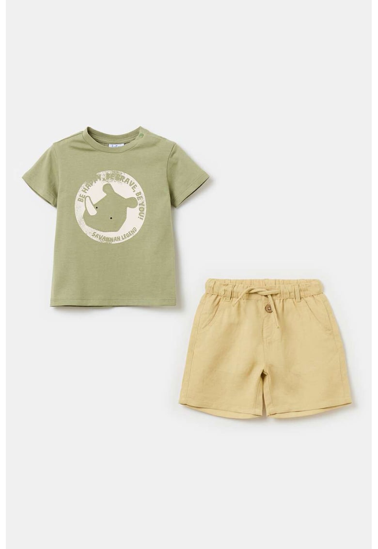 Set de tricou cu imprimeu grafic si pantaloni scurti