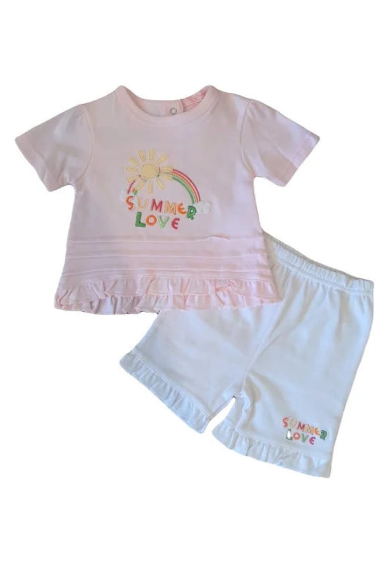 Compleu Cu Pantaloni Scurti Cu Volane - Model Summer Love - Bumbac - Fete - Maneca scurta - Multicolor