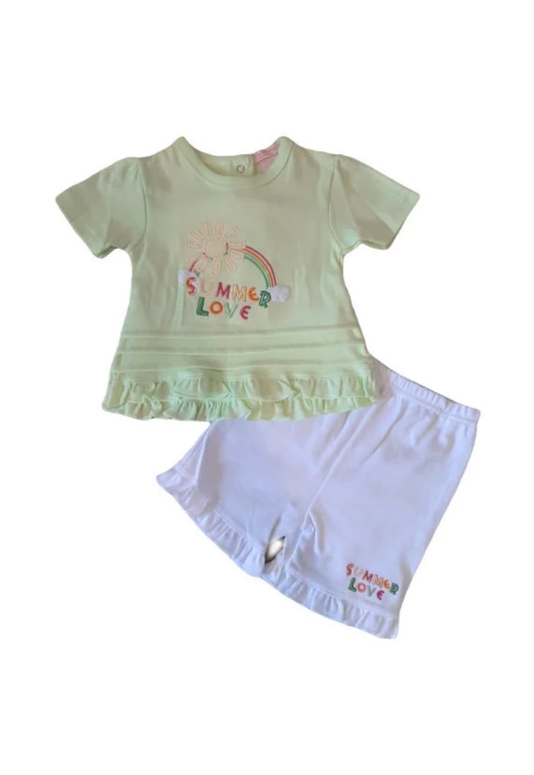 Compleu Cu Pantaloni Scurti - Model Summer Love Sun - Bumbac - Fete - Maneca scurta - Multicolor