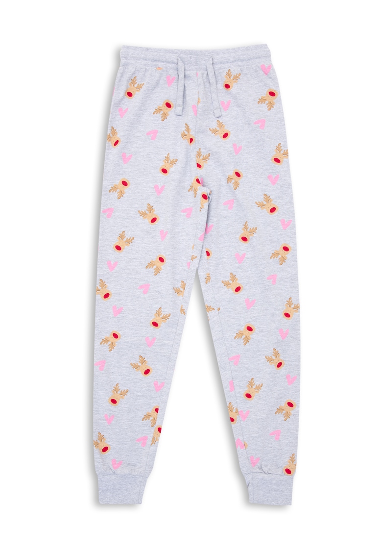 Pijama lunga din bumbac cu model grafic 21157