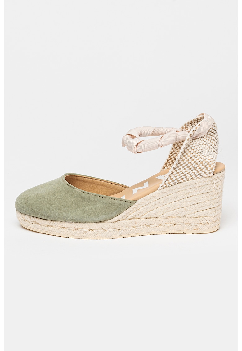 Sandale-espadrile wedge de piele intoarsa