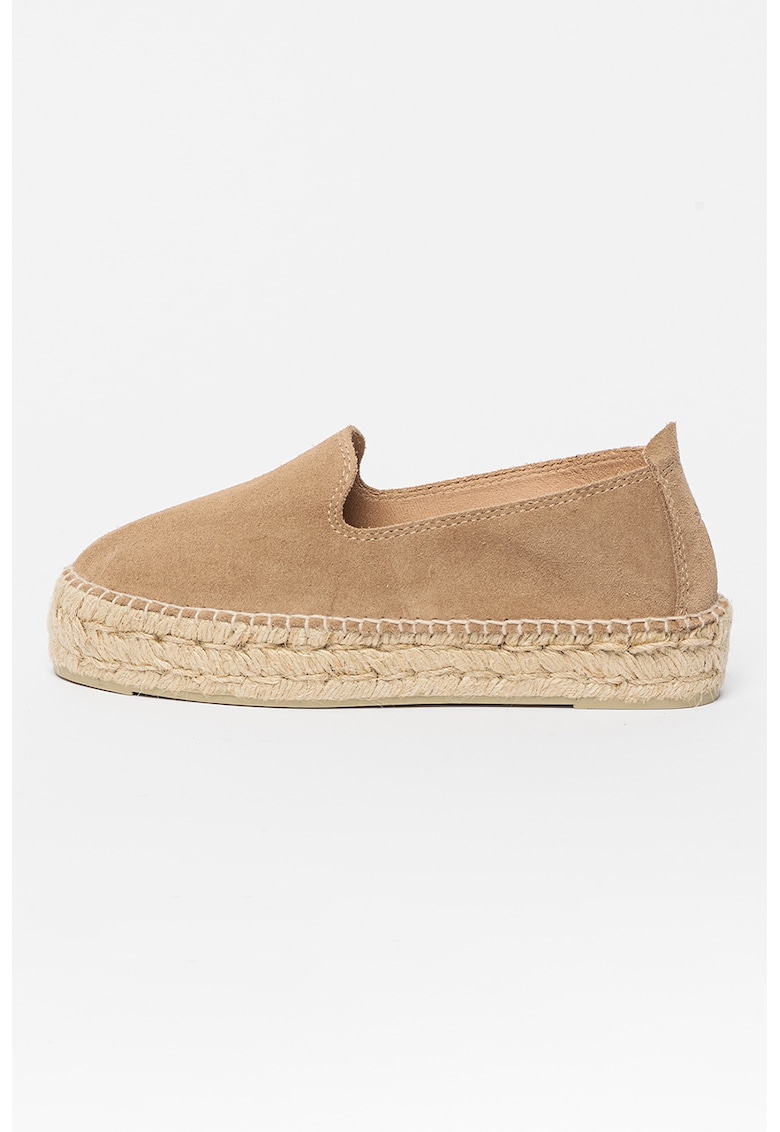 Espadrile flatform de piele intoarsa