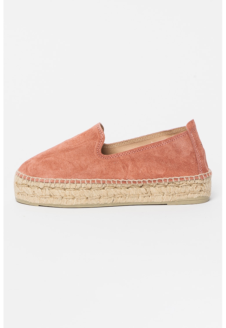 Espadrile flatform de piele intoarsa