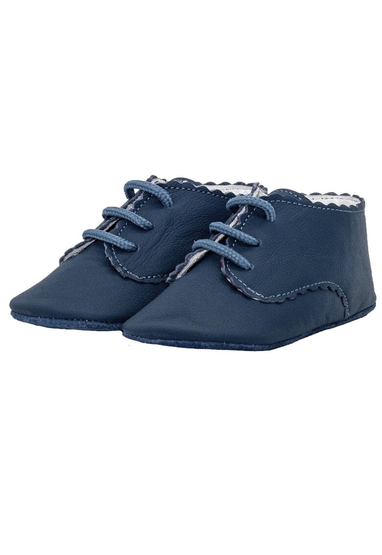 Botosei - baieti - piele naturala - cu siret - 4038 - Bleumarin