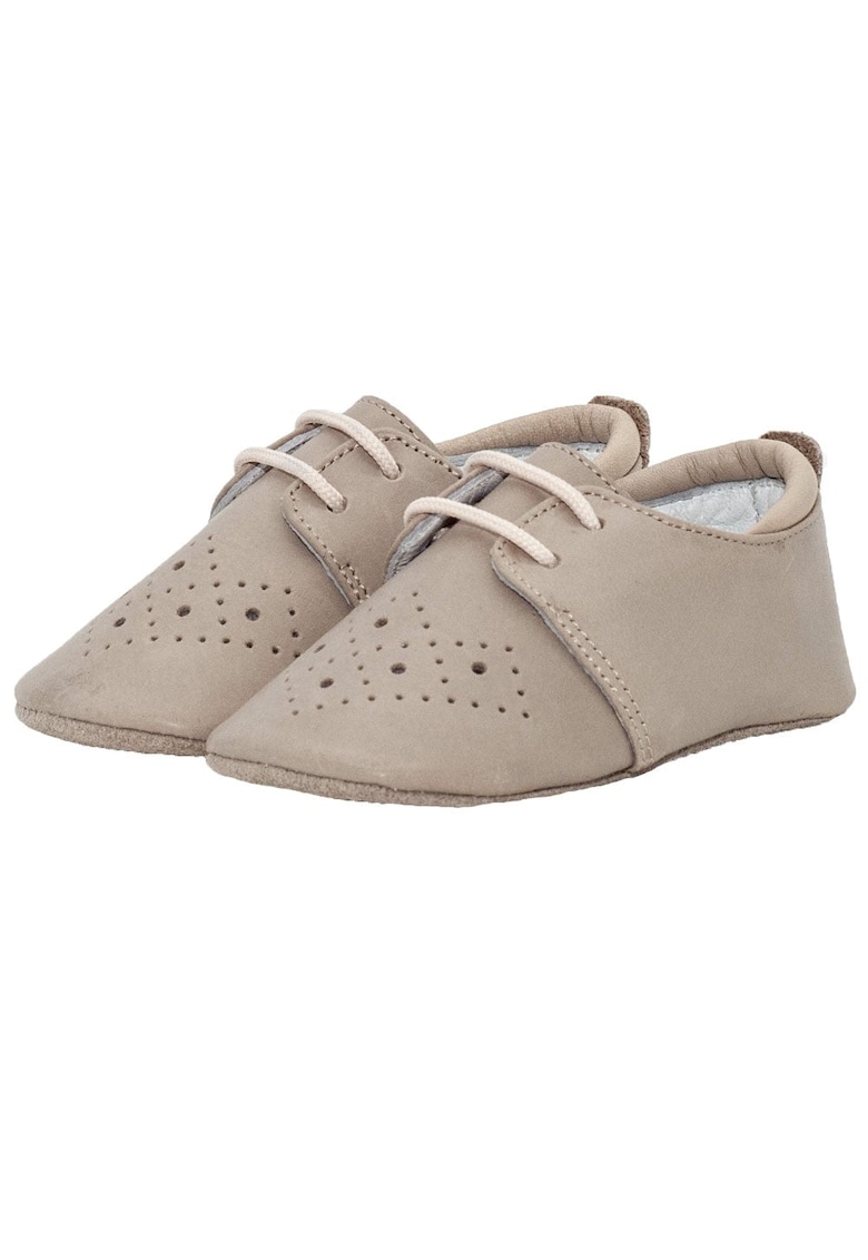 Botosei - baieti - piele naturala - cu siret - 4036 - Crem