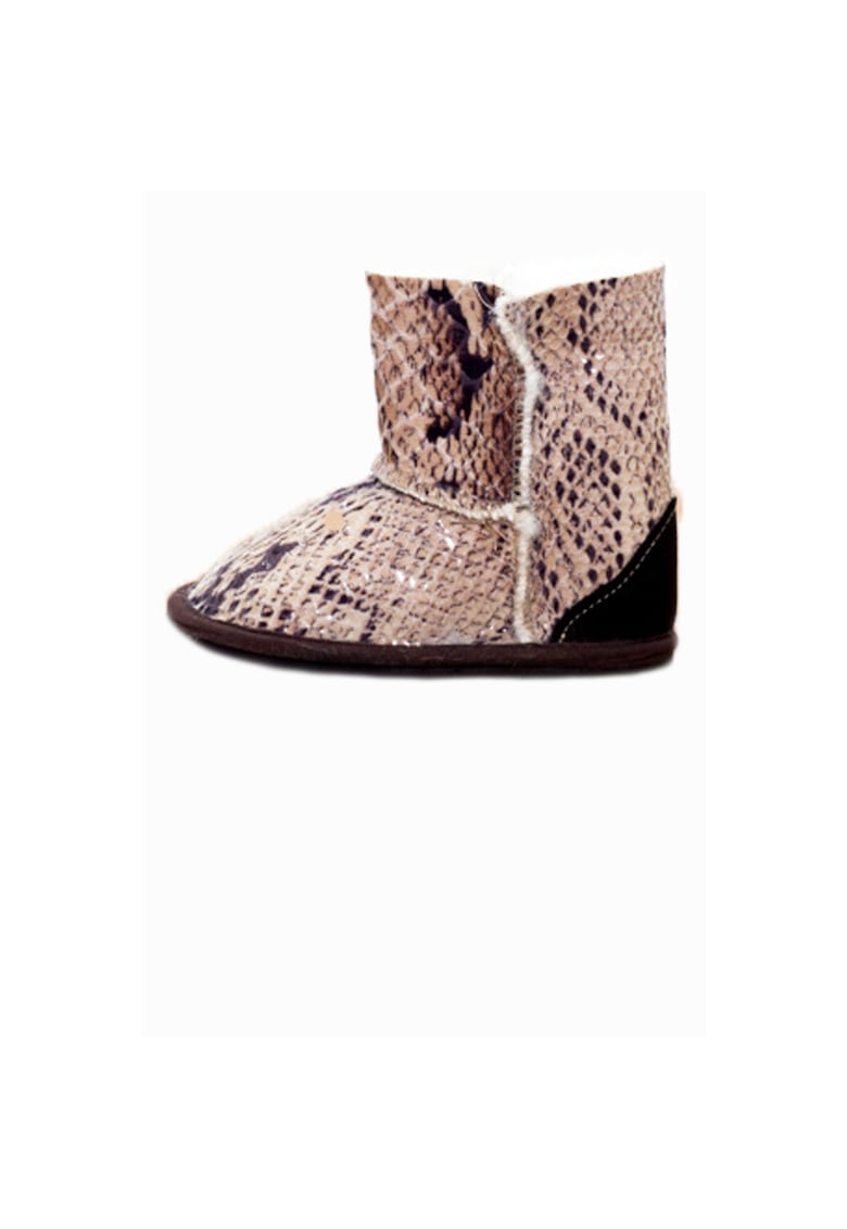 Cizme nou nascuti din piele -  imblanite - 50779-072 - 17 - Maro